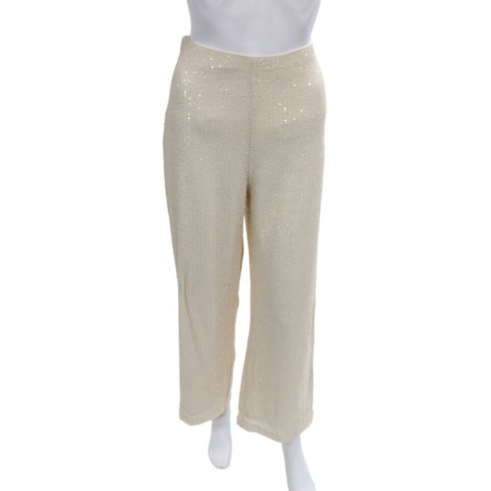 Daphnea Women Dress Pants Ivory Polyester Zip Closure Inseam 29 Size L